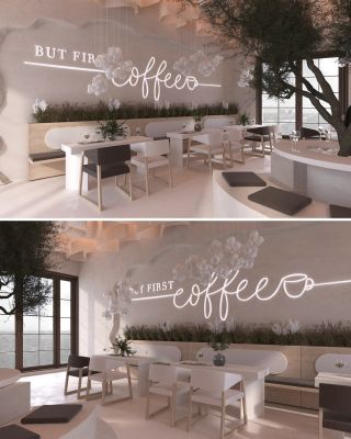 Môže byť dizajn kaviarne extravagantný? 🤔 Vizualizácie interiéru kaviarne, kde sa dizajn nebojí vystúpiť z davu. Odvážna...